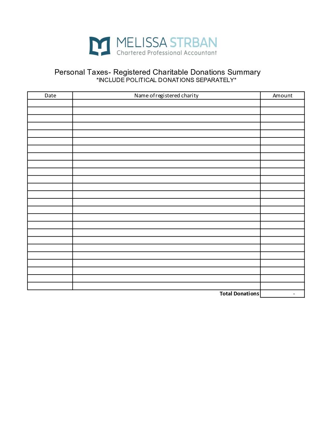 Donations Spreadsheet